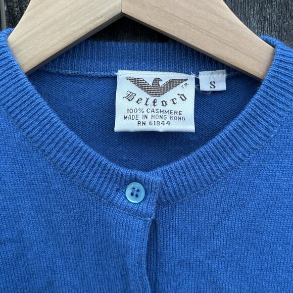 Belford 100% Cashmere Sweater Cardigan Small Blue Hong Kong - Picture 2 of 9